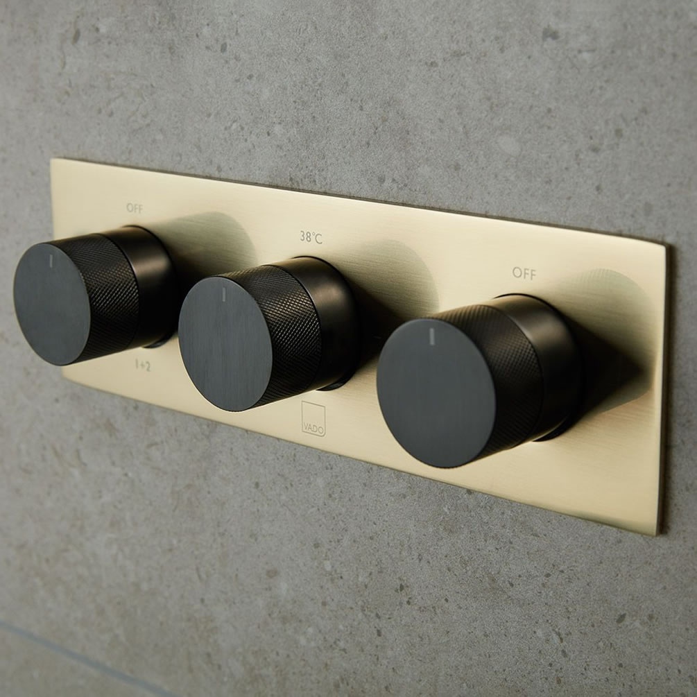 Vado Individual Fusion Gold/Black Triple Shower Valve Sanctuary Bathrooms